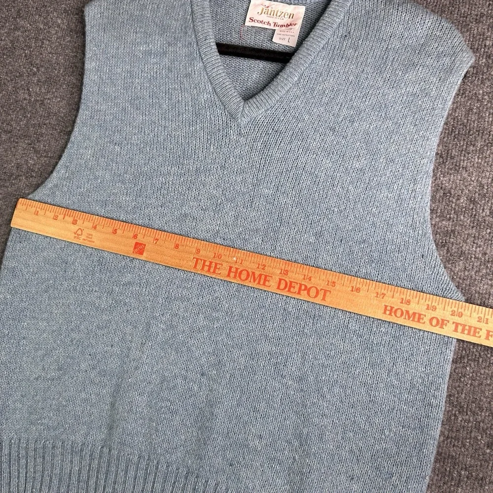 Vintage Jantzen Scotch Tumbler Vest Mens Acrylic Golf Grandpa Size Large‎ Blue